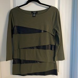 Hunter green shirt pleather details